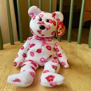 White and Pink Beanie Baby— Kissy